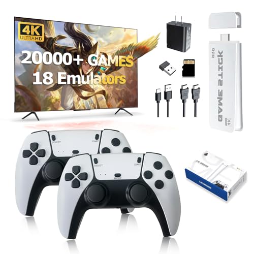 LaoShan Retro Spielkonsole Stick, Klassische Videospiele mit 4K HDMI, Eingebaute 19 Emulatoren, 20000+ Spiele Plug and Play TV Videospiel Stick mit verbesserten Dual 2.4G Wireless Controllern und von LAOSHANGAME