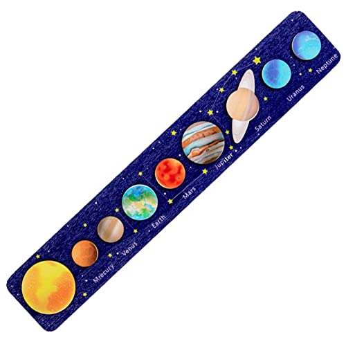 LAPONO Holz Sonnensystem Puzzle Spielzeug für Kinder Eine Sonne und Acht Planeten DIY Holzpuzzle Ornamente Denktraining Lernspielzeug Kinderpuzzle für Jungen Mädchen Planetenpuzzle, Blau A von LAPONO