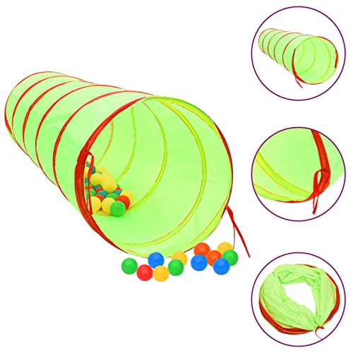 Spieltunnel mit 250 Bällen, LAPOOH Krabbeltunnel, Tunnel, kidtunnel, Bällebad, Indoor Spielgeräte, Parcours, Grün 175 cm Polyester von LAPOOH