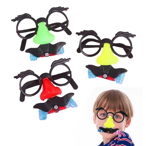 Große Nase Lustige Brille, Maskenbrillen fasching brille mit nase, lustige brillen, Pack of 4 Eyebrows, Moustache Large Nose Costume Glasses Disguise, Halloween Glasses, Decorative Birthday Party von LAQWYNKB