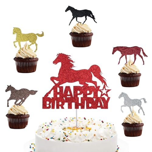 Race Horse Cupcake Topper Reiter Kuchen Pferde Tortendeko Pferd Kuchendeko Tortendeko Pferde Kuchen Deko Geburtstag Cupcake 31 Pferdekuchen Dekoration Pferdekuchen Topper Mädchen Happy Birthday von LAQWYNKB