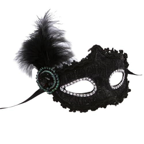 LARUISEE Augenmaske, Feder, Halbgesichts-Spitze, für Maskerade, Abschlussball, Halloween, Cosplay, Fotoshooting, Feel-Federmaske, Maskerade, Tanz, Halloween, Cosplay von LARUISEE