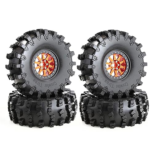 LARUISEE Beadlock Wheels Nabe Gummireifen Metall Radfelge Kompatibel SCX10 RBX10 90048 90018-Traxxas TRX4-RC Rock von LARUISEE