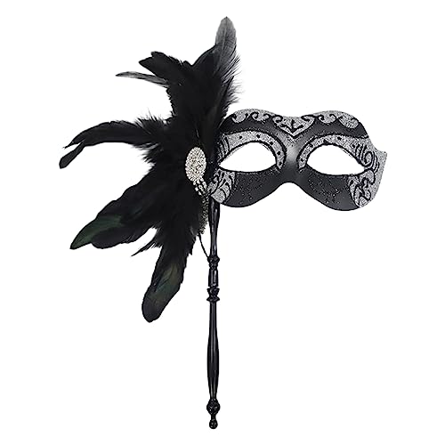 LARUISEE Feathers Maskerade Maske Halloween Ball Maske Weihnachten für Paare Frauen Karneval Masken mit Stick Maskerade Maske für Paare Frauen und Männer mit Federn von LARUISEE