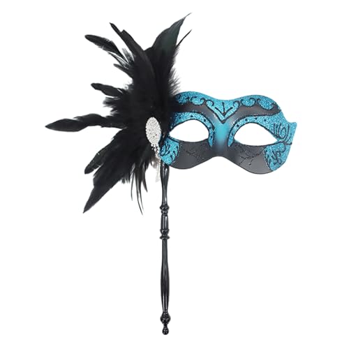 LARUISEE Feathers Maskerade Maske Halloween Ball Maske Weihnachten für Paare Frauen Karneval Masken mit Stick Maskerade Maske für Paare Frauen und Männer mit Federn von LARUISEE