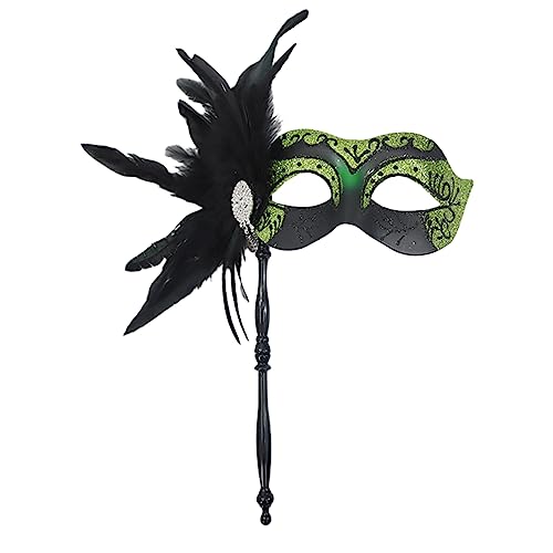 LARUISEE Feathers Maskerade Maske Halloween Ball Maske Weihnachten für Paare Frauen Karneval Masken mit Stick Maskerade Maske für Paare Frauen und Männer mit Federn von LARUISEE