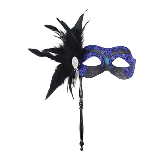 LARUISEE Feathers Maskerade Maske Halloween Ball Maske Weihnachten für Paare Frauen Karneval Masken mit Stick Maskerade Maske für Paare Frauen und Männer mit Federn von LARUISEE