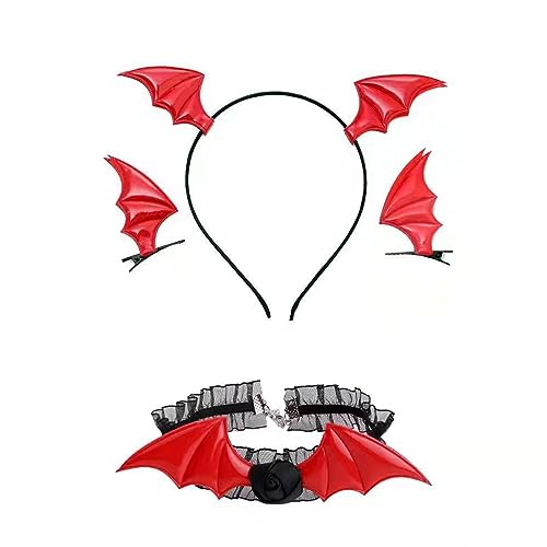 LARUISEE Haarspangen für Mädchen, Gothic, Halloween, Cosplay, Teufelsflügel, Haarschmuck, Punk, Haarschmuck, einzigartige schwarze Kopfbedeckung, Fledermaus-Stirnband für Erwachsene von LARUISEE