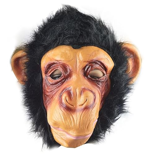 LARUISEE Halloween Gorillas Maske Neuheit Affe Orang-Utan Schimpansenmaske Kostüm Cosplays Tiermaske mit Haarverkleiden für Kopfmaske Gorillas Maske Neuheit Affe Maske Gruselmaske Gorillas Kopfmaske von LARUISEE