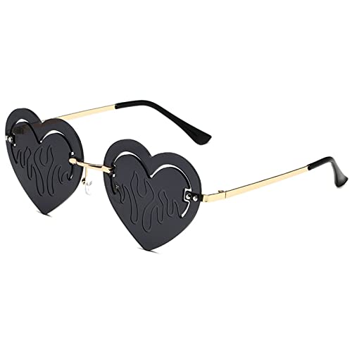 LARUISEE Herz-Sonnenbrille, randlos, tropfendes Herz, Sonnenbrille, Halloween, herzförmige Brille, Party, lustige Brillen, Halloween, Partybrille von LARUISEE