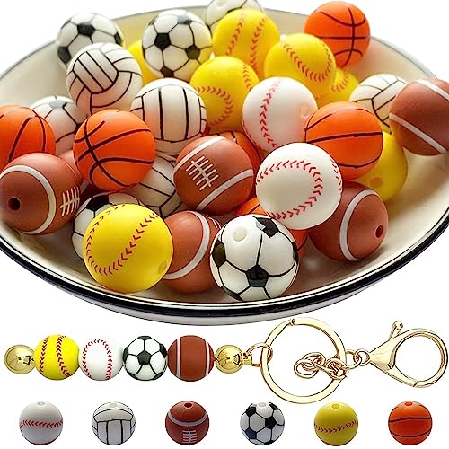 LARUISEE Klassischer Sportartikel-Schlüsselanhänger, Softball, Baseball, Fußball, Schlüsselanhänger, Armband, Sportler, Partyzubehör, Schlüsselanhänger-Set von LARUISEE