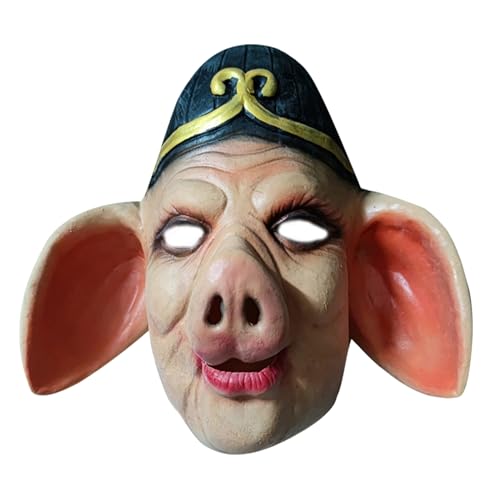 LARUISEE Realistische Schwein Bajie Maske Halloween Maske Party Cosplay Kostüm Schweinekopf Maske 3D Lustige Neuheit Maske Kopfbedeckung Erwachsene Schweinekopf Maske für Erwachsene von LARUISEE