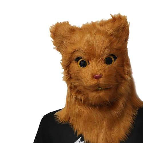 LARUISEE Realistische bewegliche Mund Katze Maske Mouth Mover Tiermaske Halloween Party Cosplay Kostüm Tier Vollkopfmaske Unisex Bewegliche Mund Katze Maske von LARUISEE