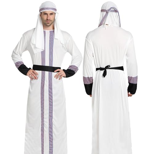 Schäferkostüm, Naher Osten, Robe, arabisches Halloween, arabisches Cosplay-Outfit, arabisches Prinz-Kostüm, Halloween, arabisches Cosplay-Kostüm, Dubai-Robe, Naher Osten, Kostüm für Urlaubsparty von LARUISEE