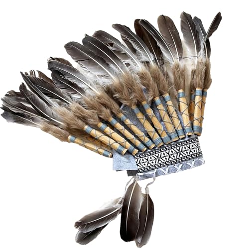 LASIEYO Native American Headdress Indian Headpiece Feder Kopfschmuck für Party Karneval, Indianer Kopfschmuck, Native American Headdress von LASIEYO