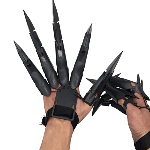 Halloween-Fingergelenke – Gruselige Skelett-Handhandschuhe, 1 Paar Hexenfinger, 3D-gedruckte Gruselige Fingerverlängerungen, Einfach Anzubringendes Bewegliches Fingerverlängerungsspielzeug, Knochenkla von LATAFA