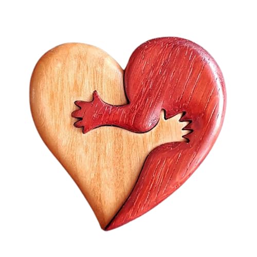 Hölzerne Herzen als Hochzeitsgeschenk – Umarmungen und Liebes-Herz-Ornamente, Holz-Herz- -Ornamente, Herz-Kunstpuzzle aus Holz, kleine Umarmungs-Tokenn, Taschen-Umarmungs-Herz-Tokenn aus Holz von LATAFA