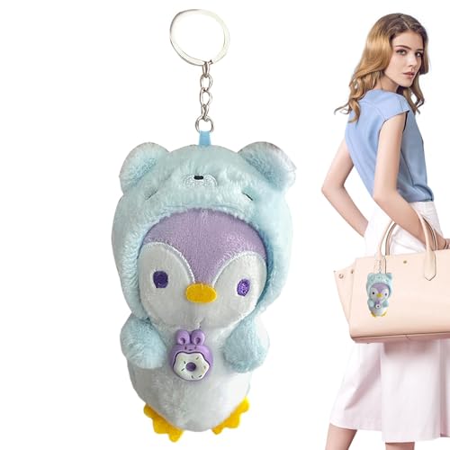 Kuscheltier Pinguin,Stoffpinguin - Plüschtier Cartoon Pinguin mit Kopfbedeckung Puppe | 11,5 cm süßer Stofftier-Cartoon-Plüsch-Schlüsselhalter, weiches Stofftier für Tasche, Geldbörse, Rucksack von LATAFA