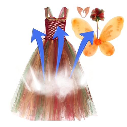 LATAFA Elfen-Fee-Kostüm für Kinder - Mädchen-Fee-Flügel-Kleid | Fee Prinzessin Kleid für Mädchen mit Flügeln Fairy Stick Ear Set Geburtstagsfeier von LATAFA