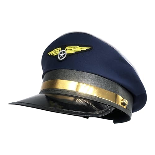 LATAFA Pilotenhut, Flugzeug-Halloween-Kostüm-Kappe, Erwachsener Marine-Pilot, Flugkapitän-Hut, Airline-Themenparty, Pilotenhut, Flugzeug-Kostüm-Hut, Matrosenhut-Kappe für Halloween-Kostüm von LATAFA