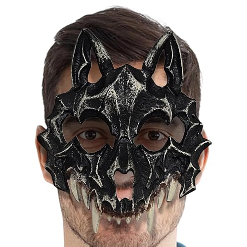 Wolfsschädel-Maske – gruselige Wolfsschädel-Skelett-Kopfbedeckung | Realistische Tierknochenmaske für Halloween, Cosplay, Festivals, Spukhäuser | Horror-Wolf-Schädel-Kostüm-Requisite für Erwachsene un von LATAFA