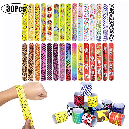 LATERN 30Pcs Bunte Schnapparmbänder für Kinder, Verschiedene gemischte Muster Kreise Retro Slap Armbänder Schnapparmbänder Erwachsene Party-Pakete von LATERN