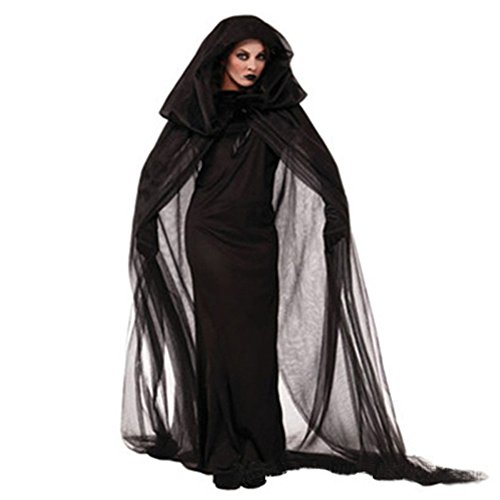 LATH.PIN Damen Witch Halloween-Kostüme Karneval Weinachten Party Erwächse Schwarz Hexen-Cosplay Costüme (Schwarz, XXL) von LATH.PIN