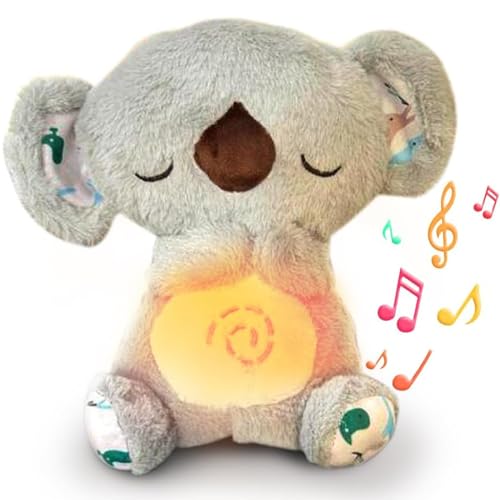 LATTCURE Schlummer Otter, Schlummer Koala mit Herzschlag und Musik, Sleeping Otter Kuscheltier, Breathing Otter, Otter Plush Animal, Einschlafhilfe Plüschtier, Lindern Baby Angstlinderung (Grey) von LATTCURE