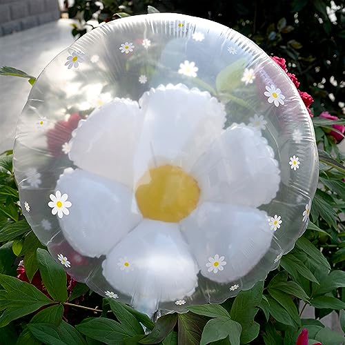 Gänseblümchen Happy Birthday Party Dekoration Banner Hut Weiße Blume Girlande Flagge Folienballons INS Stil Kinder Junge Mädchen Geburtstagsgeschenke Geburtstagsdekoration für Mädchen (Burgunderrot) von LAUOFSHA