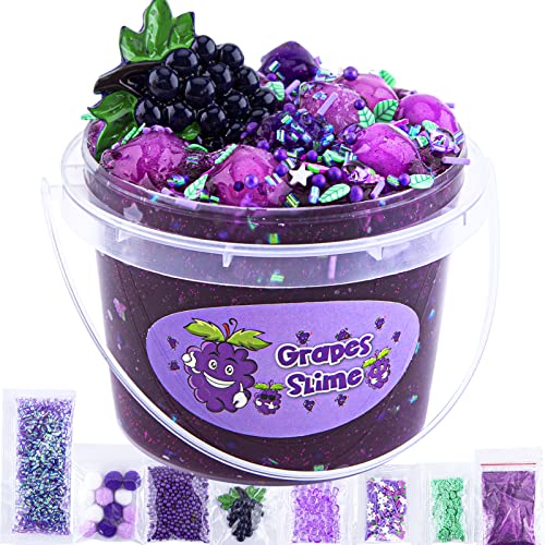 Clear Slime, 10,2 oz Lila Traube Jelly Cube Glimmer Fluffy Schleim für Kinder, Kinderpartygeschenk, Geburtstag, Ostern, Neujahr, Geschenk für Mädchen und Jungen im Alter von 6, 7, 8, 9, 10 Jahren von LAWOHO