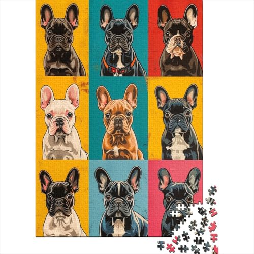 1000-teiliges Puzzle mit französischen Bulldoggen für Erwachsene und Teenager. Puzzle für Erwachsene, Familienspiel für Erwachsene und Teenager. 1000 Teile (75 x 50 cm) von LBLmoney