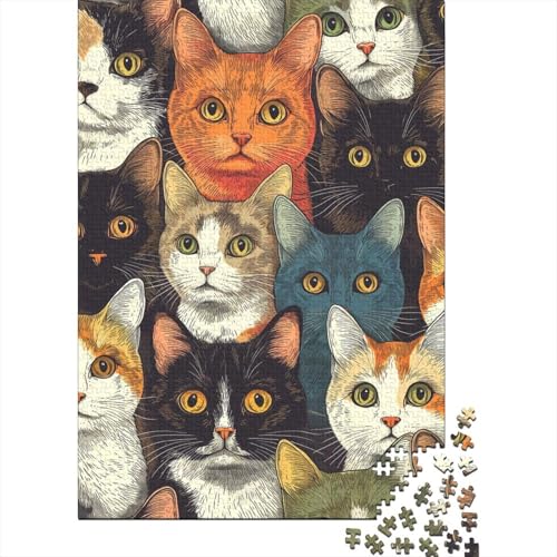 1000-teiliges Puzzle mit süßem Katzenmotiv, Puzzle für Erwachsene, Lernspiel, Herausforderungsspielzeug, 1000 Teile (75 x 50 cm) von LBLmoney