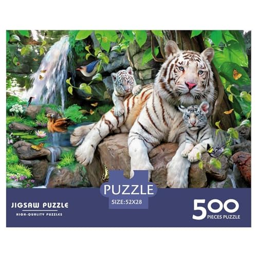500-teiliges Puzzle für Erwachsene, Tier-Tiger-Puzzle, Holzpuzzle für Erwachsene, Familienunterhaltungsspielzeug, 500 Teile (52 x 38 cm) von LBLmoney