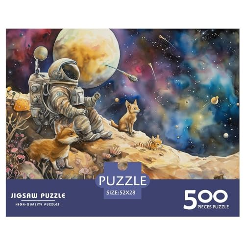 500-teiliges Puzzle für Erwachsene, Weltraum-Astronauten-Puzzle, Holzpuzzle für Erwachsene, Familienunterhaltungsspielzeug, 500 Stück (52 x 38 cm) von LBLmoney