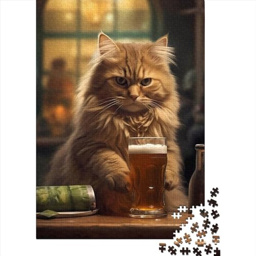 Cat Beer Puzzle 1000 Teile,Puzzle Für Erwachsene, Impossible Puzzle,Puzzle Farbenfrohes Legespiel,Geschicklichkeitsspiel Für Die Ganze Familie Puzzel 1000pcs (75x50cm) von LBLmoney