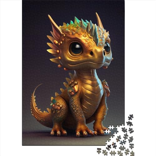 Cute Golden Dragon 15 Puzzle 500 Teile,für Erwachsene, Impossible Puzzle,farbenfrohes Legespiel,Geschicklichkeitsspiel Für Die Ganze Familie,Erwachsenenpuzzle Puzzel 500pcs (52x38cm) von LBLmoney