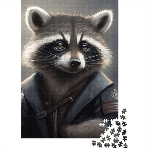 Cute Raccoon Puzzle 1000 Teile,für Erwachsene, Impossible Puzzle,farbenfrohes Legespiel,Geschicklichkeitsspiel Für Die Ganze Familie,Erwachsenenpuzzle Puzzel 1000pcs (75x50cm) von LBLmoney