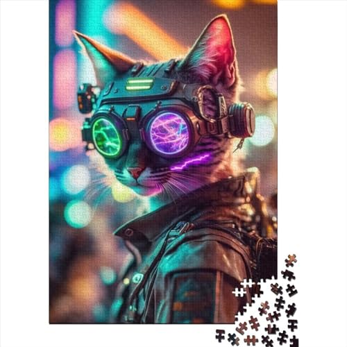 Cyberpunk Techno Cat Puzzlespiel 1000 Teile, Puzzle Erwachsene 1000 Teile, Impossible Puzzle Geschicklichkeitsspiel Für Die Ganze Familie, Puzzle Erwachsene 1000 Teile Puzzel 1000pcs (75x50cm) von LBLmoney