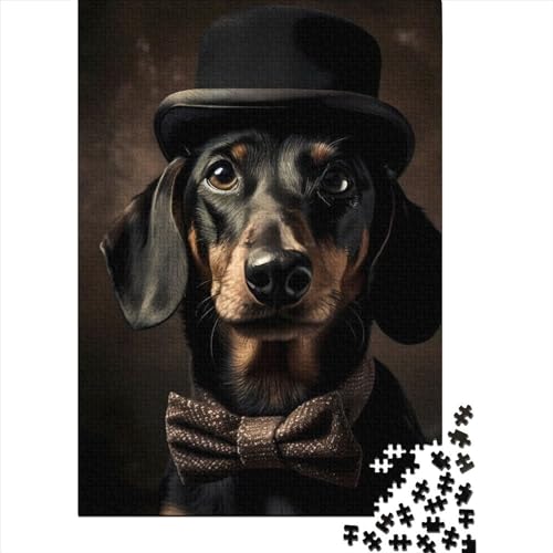 Dachshund Hat 500 Teile, Impossible Puzzle,Geschicklichkeitsspiel Für Die Ganze Familie, Erwachsenenpuzzle Ab 14 Jahren Puzzel 500pcs (52x38cm) von LBLmoney