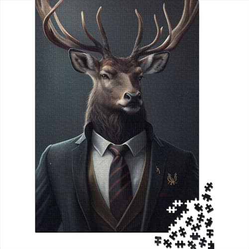 Deer Suit Animal 500 Teile, Impossible Puzzle,Geschicklichkeitsspiel Für Die Ganze Familie, Erwachsenenpuzzle Ab 14 Jahren Puzzel 500pcs (52x38cm) von LBLmoney