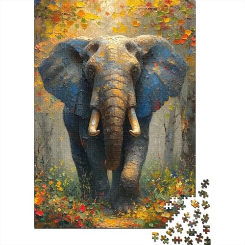 Elefanten-Puzzles für Erwachsene, 500 Puzzles, Holzpuzzle, Erwachsenen-Puzzle, Heimdekoration, Puzzle-Spielzeug, 500 Teile (52 x 38 cm) von LBLmoney