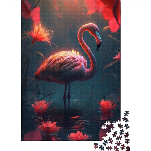 Floral Fantasy Flamingo Puzzle 300 Teile,für Erwachsene, Impossible Puzzle,farbenfrohes Legespiel,Geschicklichkeitsspiel Für Die Ganze Familie,Erwachsenenpuzzle Puzzel 300pcs (40x28cm) von LBLmoney