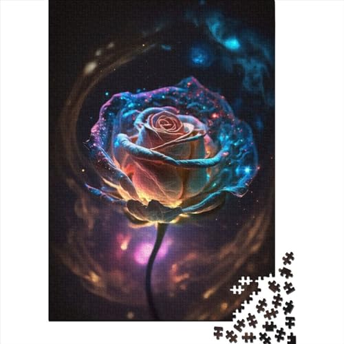 Galactic Bloom Rose 300 Teile, Impossible Puzzle,Geschicklichkeitsspiel Für Die Ganze Familie, Erwachsenenpuzzle Ab 14 Jahren Puzzel 300pcs (40x28cm) von LBLmoney