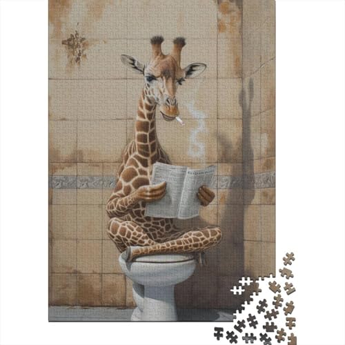 Giraffe im Badezimmer sitzend Puzzle 1000 Teile für Erwachsene Puzzle 1000 Teile Einzigartige Heimdekoration und Geschenke 1000 Teile (75x50cm) von LBLmoney