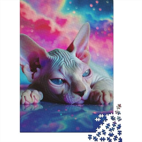 Haarlose Katzen-Puzzles, 1000 Teile, Holzpuzzle für Erwachsene und Teenager, Lernspiel für Erwachsene und Teenager, 1000 Teile (75 x 50 cm) von LBLmoney