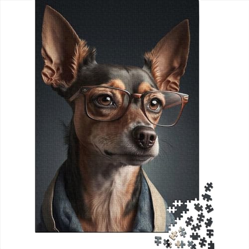 Hipster Dog in Clothes 3 Puzzle 1000 Teile,für Erwachsene, Impossible Puzzle,farbenfrohes Legespiel,Geschicklichkeitsspiel Für Die Ganze Familie,Erwachsenenpuzzle Puzzel 1000pcs (75x50cm) von LBLmoney