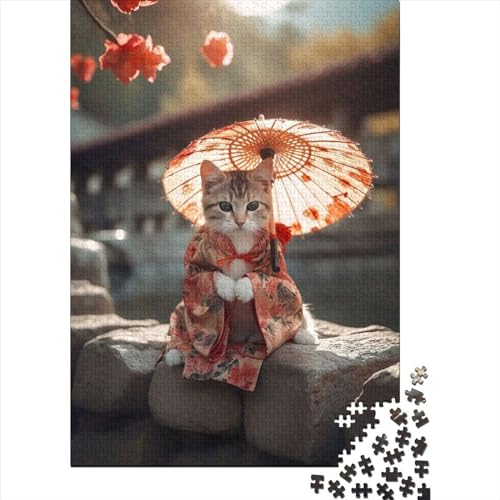 Japanese Tradition Cat Puzzle 1000 Teile,Puzzlespiel Für Erwachsene,Impossible Puzzle,Puzzle Geschicklichkeitsspiel Für Die Ganze Familie, Geschenke Für Männer/Frauen Erwachsenen Puzzel 1000pcs (75x50 von LBLmoney