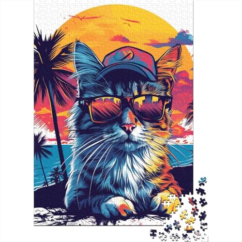 Katzenpuzzle für Erwachsene, 1000 Puzzles, Holzpuzzles für Erwachsene, Lernspiel, Herausforderungsspielzeug, 1000 Teile (75 x 50 cm) von LBLmoney