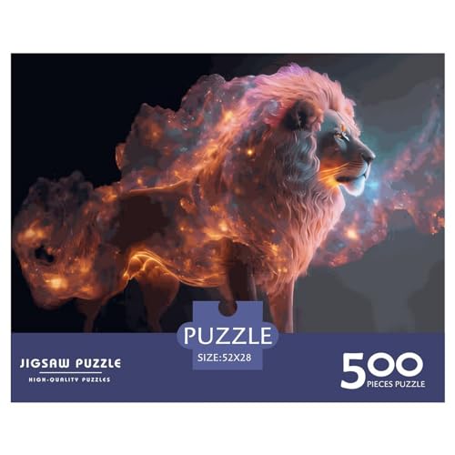 Kreative rechteckige Puzzles für Erwachsene, 500-teiliges Tier-Löwe-Holzpuzzle, praktisches Spiel, Familiendekoration, 500 Stück (52 x 38 cm) von LBLmoney