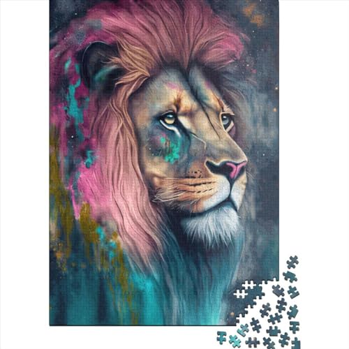 Löwe Neon 1000 Puzzle Holzpuzzles Jugendliche und Erwachsene Kreatives Puzzle Lernspiel Puzzles für Familie und Freunde 1000 Stück (75 x 50 cm) von LBLmoney